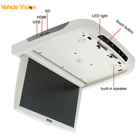 Monitor Android montado en el techo del coche de 18,5 pulgadas, Monitor de techo de autobús con entrada de vídeo USB Hmdi para autobús escolar, autobús turístico