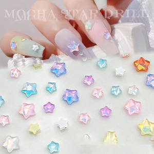 Moka étoiles ongles décorations 2025 nouveauté <span class=keywords><strong>Macaron</strong></span> petite étoile à cinq points fond plat irrégulier diamant ongles accessoires - Product Image 2