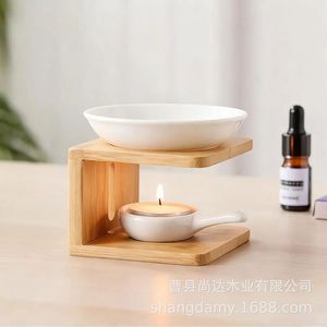 Nouvelle lampe brûle-parfum en bois transfrontalière / brûleur de bougies à huiles essentielles en céramique pour la maison, la chambre, le salon - Product Image 3