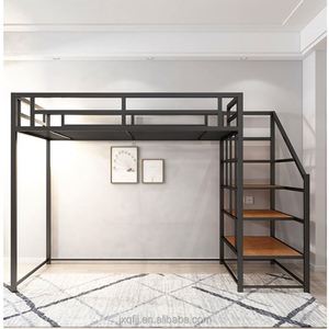Lit superposé moderne réglable et pliable, taille King, pour adultes, utilisation scolaire ou en chambre, construction en fer et acier assemblée, avec escalier - Product Image 4