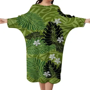 Vestido de praia poliéster havaiano, vestido de chiffon elegante ombro frio, kaftan, tamanho grande, roupas tribais, dropshipping