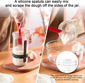 New Glass Square 24oz Sourdough <b>Starter</b> Jar Set with Date Marked Feeding Band Thermometer Sewn Cloth Cover and Metal Lid - Product Image 3