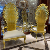 Chaises Offre Spéciale de salon en or à dossier haut du roi et de la reine pour les événements Chaises royales Trône de roi de mariage de luxe
