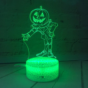 7 couleurs changeantes 3D fissure Lumière tête de citrouille Halloween 2 illusion visuelle LED <span class=keywords><strong>lampe</strong></span> créatif figurine jouet De Noël - Product Image 4