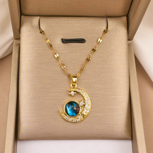 Collana pianeta blu delizia Zirconia saturno pianeta spazio terra collana globo sulla luna nuovo in gioielleria collare - Product Image 3