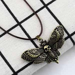 Collier pendentif vintage Crâne <span class=keywords><strong>de</strong></span> moustache <span class=keywords><strong>de</strong></span> <span class=keywords><strong>la</strong></span> <span class=keywords><strong>mort</strong></span>, motif insecte gothique, cordon en cire noire, style sombre, bijou <span class=keywords><strong>de</strong></span> cou, cadeau - Product Image 5