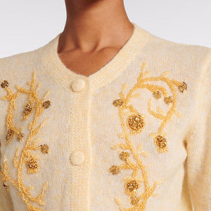 <span class=keywords><strong>Cardigan</strong></span> Elegante da Donna Wisrise Personalizzato OEM & ODM, Crema con Ricami, Maniche Lunghe, Vestibilità Slim - Product Image 5
