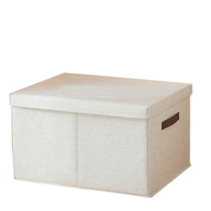 Cotton Linen <b>Storage</b> Box With Lid Foldable Rectangle <b>Clothes</b> Organizer Solid Color For Wardrobe Bedroom <b>Storage</b> - Product Image 4