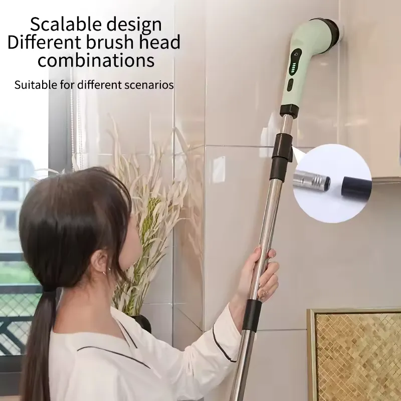 Hộ gia đình có thể tháo rời điện sạch quay Scrubber phòng tắm bàn chải điện sạch hơn dài xử lý nhà bếp điện sạch công cụ bàn chải