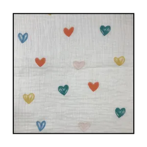Custom Printed 100% Cotton <strong>Double</strong> Gauze Muslin Fabric Hot Stamp <strong>Teddy</strong> <strong>Bear</strong> Design Woven Bubble Fabric Upholstery 120gsm" - Product Image 1