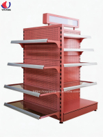 Étagère de supermarché YIYANG personnalisable en acier laminé à froid, robuste, double face, métallique, certifiée CE