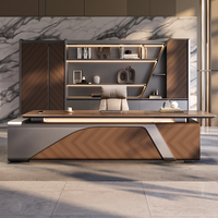 Bureau de direction en forme de L moderne et durable en bois MDF écologique avec armoire latérale