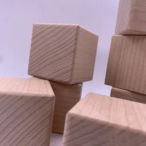 Eco-friendly Unfinished Custom Size Cube Wood Craft Materials For Diy Room Decoration Prop