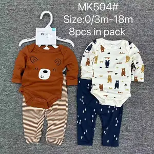 Pijama personalizado de manga larga para niño y niña recién nacido, ropa neutra para bebé, conjunto de Top y pantalones acanalados Unisex