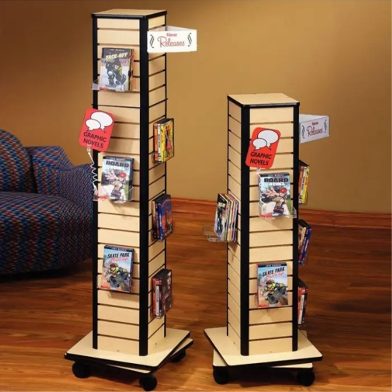 Apache Customizable Oak Wood Gift Card Storage Display Rack Custom Logo Powder Coated Finish Floor Standing for Supermarket Mall — view 2