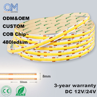 Tira de Luz LED COB de 100M, 24V, 480LEDs/m, 6000K, Blanco Frío, Alta Luminosidad, Cinta Flexible