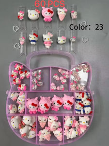 60 Stuks Rose Rood Paars Blauw Groen Zwart Bruin Kitty Hars Edelsteen Kawaii Plat Back Lange Nail Art Junk Telefoon Case Decoratie Bedels - Product Image 4