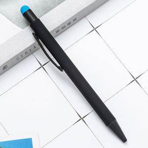 New Promotional Black 2 in 1 Stylus Metal Ballpoint Pen With Soft Rubber Aluminum Rod Manufactures Printable Logo Advertising - Product Image 6