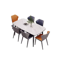 Ensemble table et chaises en pierre, design rectangulaire convertible, style italien, finition brillante, luxe léger, minimaliste