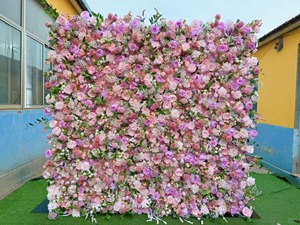 Mur de fleurs artificielles en soie 5D 3D personnalisé RHD, panneaux décoratifs roses pour mariage - Product Image 3