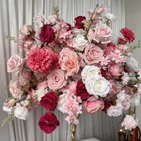 IFG Boule de fleurs artificielles en soie rose de 60 cm, de haute qualité, durable, incassable, romantique, à faire soi-même, pour la décoration de table de mariage