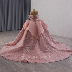 Vestidos de Fiesta Elegantes con Hombros Descubiertos, Volantes, Pliegues, Corte Imperio Natural y Cola de Capilla para Eventos Nocturnos, Modelo 251028 - Product Image 4
