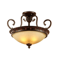 Plafonnier LED semi-suspendu de style rustique américain en fer forgé, design rétro européen, pour restaurant et bureau, modèle 8112-3F High