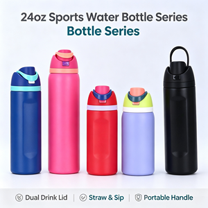 24oz Dual Lid Flip Top Insulated Sports <b>Water</b> <b>Bottle</b> with Straw Handle Outdoor Fruit <b>Infuser</b> - Product Image 1