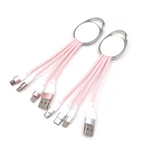 Tragbares Werbe geschenk 3 In 1 Schnelllade-Schlüssel bund Micro-USB-Kabel Typ C für iPhone 12 für Android-Telefon-Ladegerät