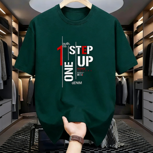 T-shirt décontracté pour homme One Step Up, style streetwear urbain, motif graphique moderne, coton, manches courtes, hip-hop - Product Image 6