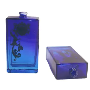 Özel parfüm şişesi kare mavi cam parfüm şişesi