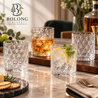 Verre à whisky personnalisé avec logo, 280 ml, en verre gaufré, style Old Fashioned, base épaisse, pour cocktails, cadeau pour homme, Bolong