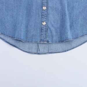 PB & ZA donna 2025 estate nuova moda camicette in Denim a maniche larghe Vintage a maniche lunghe camicie femminili Blusas Chic top - Product Image 5