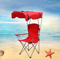 Chaise de camping pliante HOMFUL FCS Recycle pour pique-nique en plein air, pêche, plage, avec pare-soleil, en métal, économique