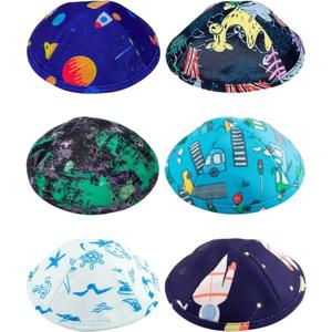 Logo kustom cetak Kippot sutra bordir Yahudi Suede Kippah - Product Image 3