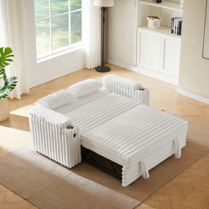Modern White Sectional Loveseat Sleeper <b>Sofa</b> with <b>Storage</b> Armrest & USB Port Engineered Wood Frame <b>Sofa</b> <b>Bed</b> - Product Image 3
