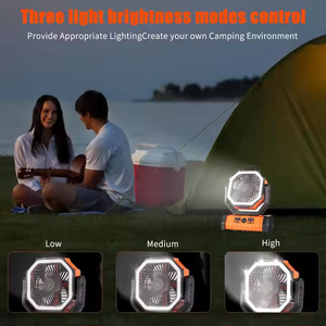 Ventilador de Camping <span class=keywords><strong>con</strong></span> Linterna, Ventilador de Mesa Portátil Recargable por USB <span class=keywords><strong>con</strong></span> Luz LED y Banco de Energía para Acampar al Aire Libre - Product Image 6