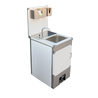 Évier portable en acier inoxydable à cuve unique avec robinet, réservoir d'eau chaude, lavabo extérieur pour le lavage des mains