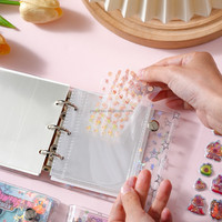Cuaderno de Anillas Transparente A8 con Diseño de Dibujos Animados, Bolsillo para Tarjetas y Fotos, Personalizable, Agenda para Estudiantes, Venta al Por Mayor