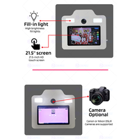 Cabina de Fotos con Monitor Táctil de 21.5 Pulgadas y Trípode, con Luz LED de Relleno, para Alquiler en Eventos, Caja Metálica