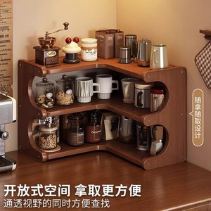 Étagère d'angle de bureau à 3 niveaux en bambou pour organiser les articles divers sur le comptoir de cuisine - Product Image 2