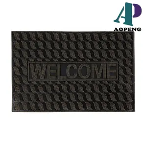 Felpudo antideslizante de PVC para exteriores, alfombra de bienvenida de raspado respetuoso con el medio ambiente, color negro, 100%