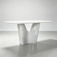 Base de table à manger sculpturale en marbre blanc Calacatta, pied de table en marbre massif irrégulier pour mobilier de salle à manger de villa de luxe