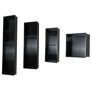 נישת מקלחת נירוסטה 30x90x10 ס\\\"מ ללא צורך באריחים, נישת קיר בעלת 3 קומות, מדף מקלחת שקוע לאחסון בחדר אמבטיה, שחור מט - Product Image 1