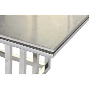Steel and Glass <b>Coffee</b> <b>Table</b> 120x60x40cm <b>Marble</b>-<b>Effect</b> - Product Image 4