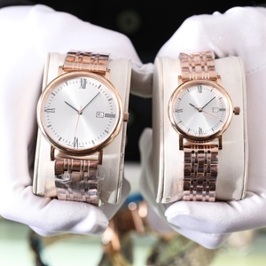 Montres mécaniques pour couple, bracelet en acier inoxydable argenté avec affichage de la date et cadran à chiffres romains Omegaes - Product Image 5