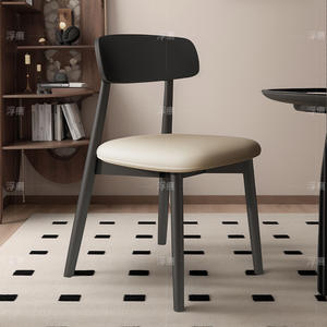 Chaise de salle à manger en bois massif nordique, assise rembourrée, design moderne pour la salle à manger à domicile - Product Image 3