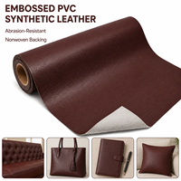 Tissu en cuir PVC gaufré imperméable marron avec support non tissé pour sacs, chaussures, meubles