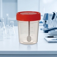 Bouteille de prélèvement d'échantillons de laboratoire graduée OME, conteneur médical jetable en PP pour échantillons d'urine, avec bouchon rouge inviolable, OEM