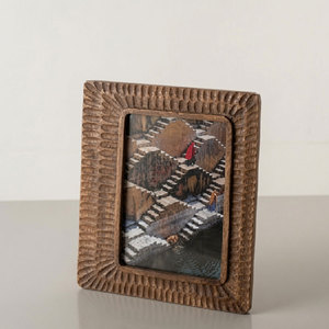 Miroir mural décoratif en bois fait main Sellease, forme ronde, finition naturelle, cadre artisanal, origine New York, modèle JCL1401 - Product Image 5